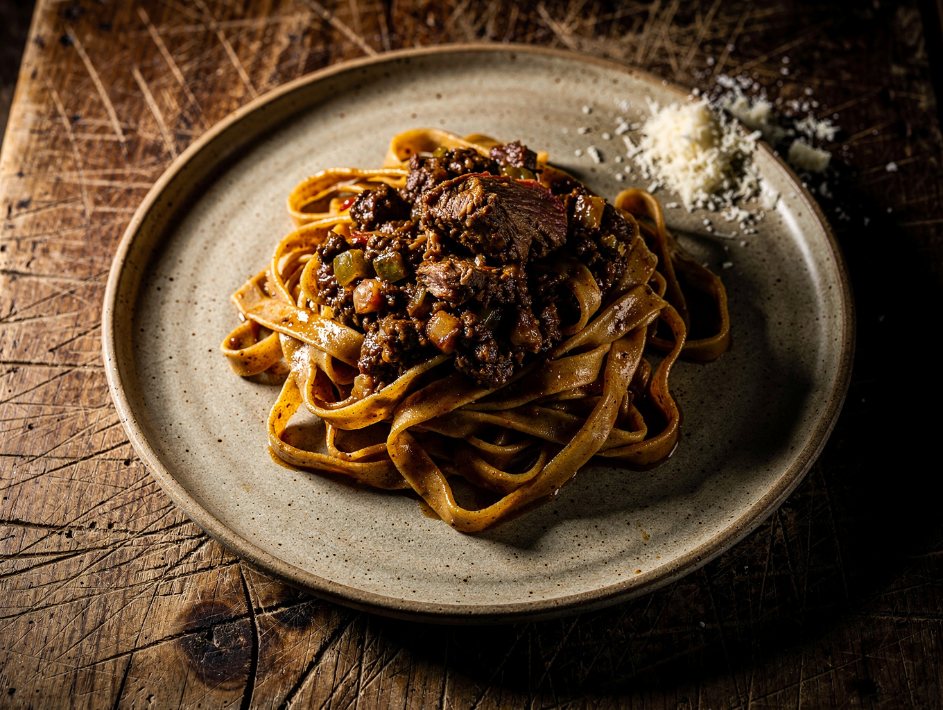 Hand-cut tagliatelle with slow-braised wild boar ragu