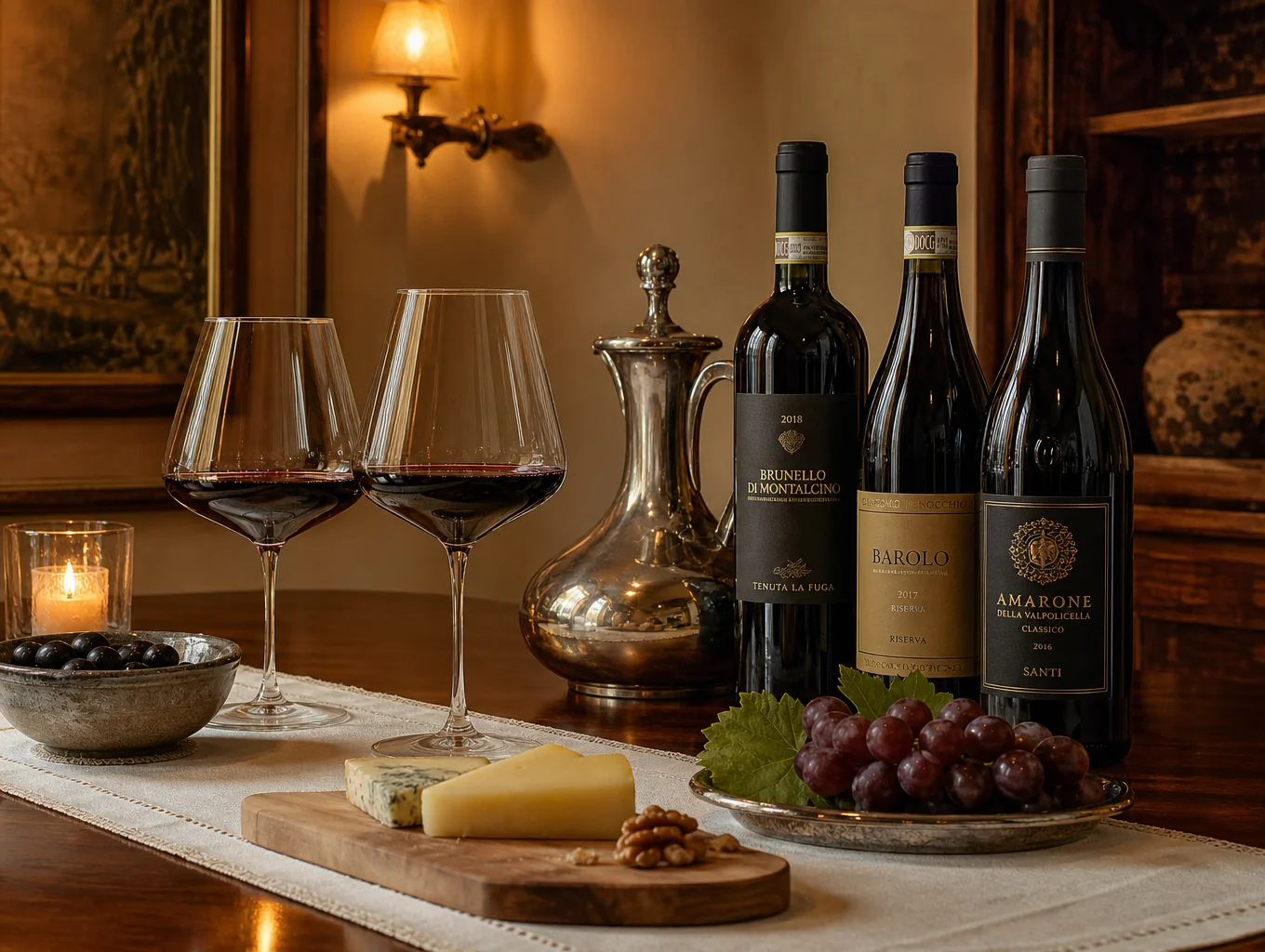 Wine glasses prepared for a tasting session